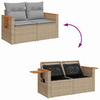 Gartensofa-set mit Kissen 18 pcs Beige und Hellgrau Poly-Rattan