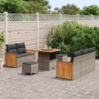 Gartensofa-set mit Kissen 10 pcs Grau Poly-Rattan