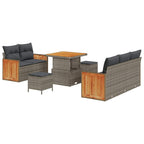 Gartensofa-set mit Kissen 10 pcs Grau Poly-Rattan
