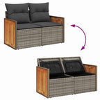 Gartensofa-set mit Kissen 10 pcs Grau Poly-Rattan