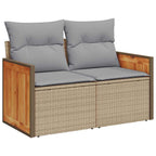 Gartensofa-set mit Kissen 10 pcs Beige und Hellgrau Poly-Rattan