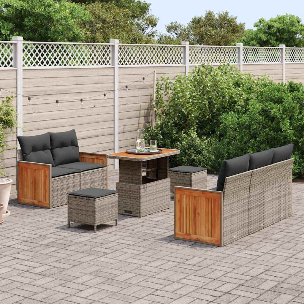 Gartensofa-set mit Kissen 10 pcs Grau Poly-Rattan