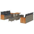 Gartensofa-set mit Kissen 11 pcs Grau Poly-Rattan