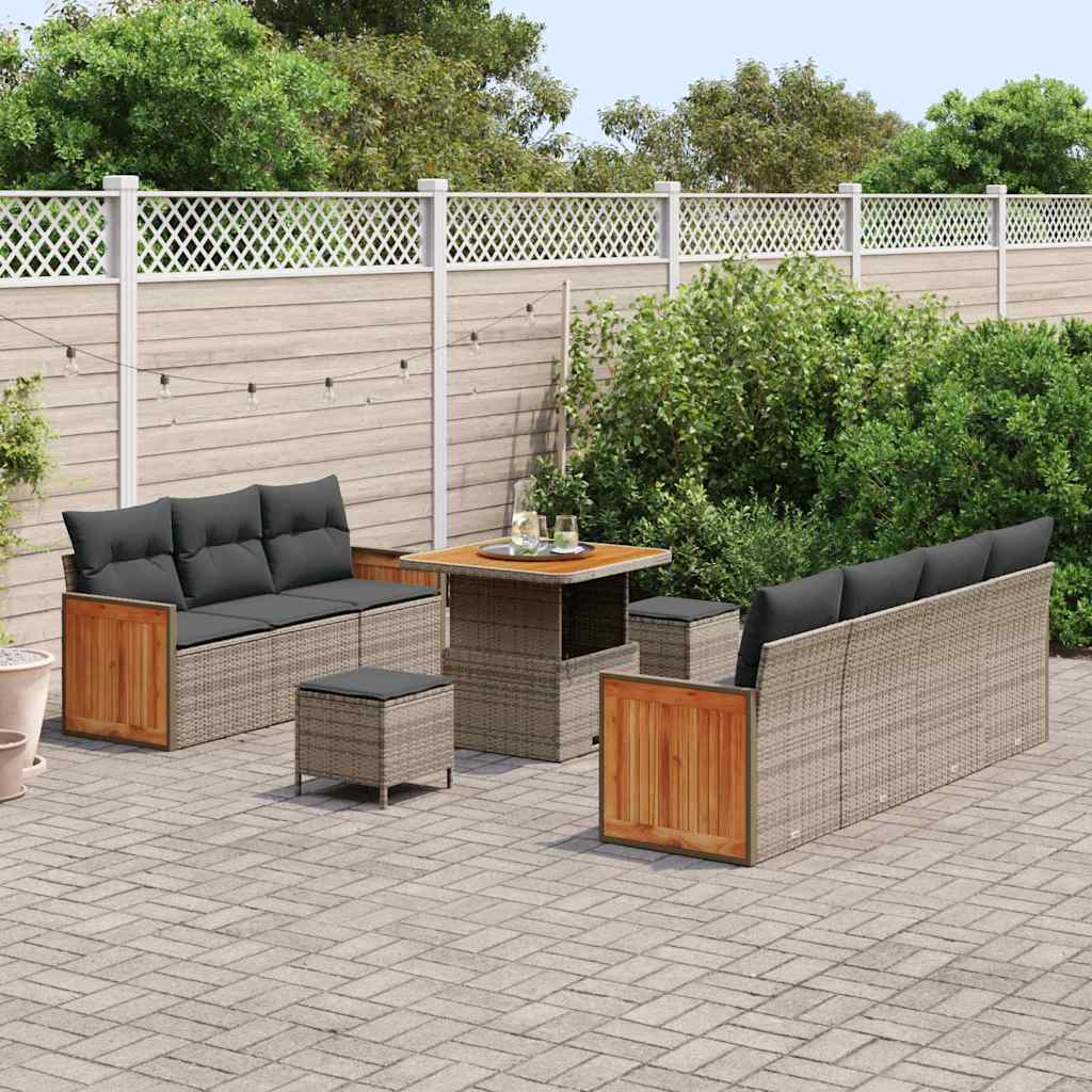 Gartensofa-set mit Kissen 13 pcs Grau Poly-Rattan