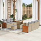 Gartensofa-set mit Kissen 13 pcs Beige und Hellgrau Poly-Rattan