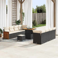 Gartensofa-set mit Kissen 12 pcs Schwarz und Creme Poly-Rattan