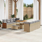 Gartensofa-set mit Kissen 12 pcs Beige und Hellgrau Poly-Rattan