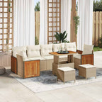 Gartensofa-set mit Kissen 13 pcs Beige und Creme Poly-Rattan