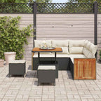Gartensofa-set mit Kissen 9 pcs Schwarz und Creme Poly-Rattan