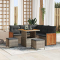 Gartensofa-set mit Kissen 9 pcs Grau Poly-Rattan