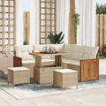 Gartensofa-set mit Kissen 9 pcs Beige und Creme Poly-Rattan