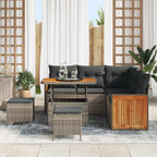 Gartensofa-set mit Kissen 9 pcs Grau Poly-Rattan