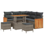 Gartensofa-set mit Kissen 9 pcs Grau Poly-Rattan