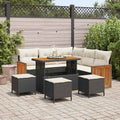 Gartensofa-set mit Kissen 9 pcs Schwarz und Creme Poly-Rattan