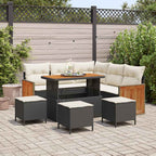 Gartensofa-set mit Kissen 9 pcs Schwarz und Creme Poly-Rattan