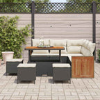 Gartensofa-set mit Kissen 9 pcs Schwarz und Creme Poly-Rattan