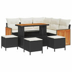 Gartensofa-set mit Kissen 9 pcs Schwarz und Creme Poly-Rattan
