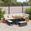 Gartensofa-set mit Kissen 11 pcs Schwarz und Creme Poly-Rattan