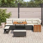 Gartensofa-set mit Kissen 11 pcs Schwarz und Creme Poly-Rattan