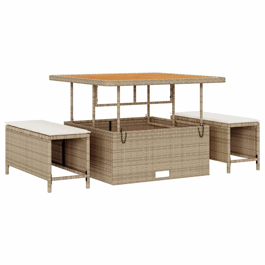 Gartensofa-set mit Kissen 11 pcs Beige und Creme Poly-Rattan