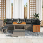 Gartensofa-set mit Kissen 11 pcs Grau Poly-Rattan