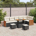 Gartensofa-set mit Kissen 11 pcs Schwarz und Creme Poly-Rattan