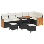 Gartensofa-set mit Kissen 11 pcs Schwarz und Creme Poly-Rattan