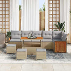Gartensofa-set mit Kissen 12 pcs Beige und Hellgrau Poly-Rattan