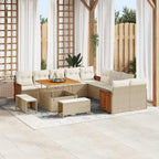 Gartensofa-set mit Kissen 17 pcs Beige und Creme Poly-Rattan