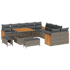 Gartensofa-set mit Kissen 17 pcs Grau Poly-Rattan