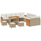 Gartensofa-set mit Kissen 18 pcs Beige und Creme Poly-Rattan