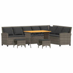 4-tlg. Garten-Sofagarnitur mit Kissen L-Form Grau Poly Rattan