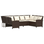 Gartensofa mit Kissen Braun Poly Rattan