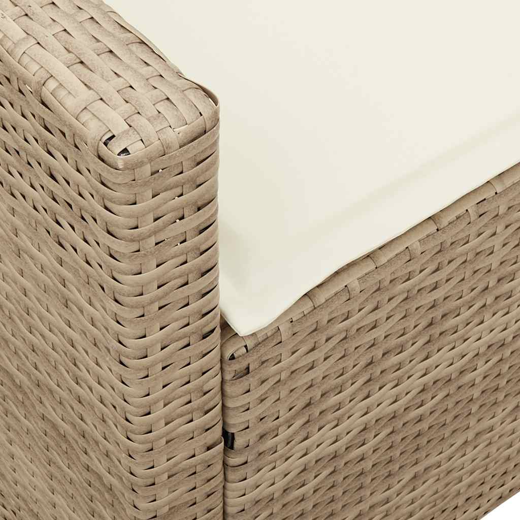 Gartensofa mit Kissen Beige Poly Rattan