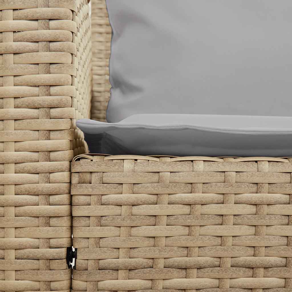 Gartensofa mit Kissen Beige Poly Rattan
