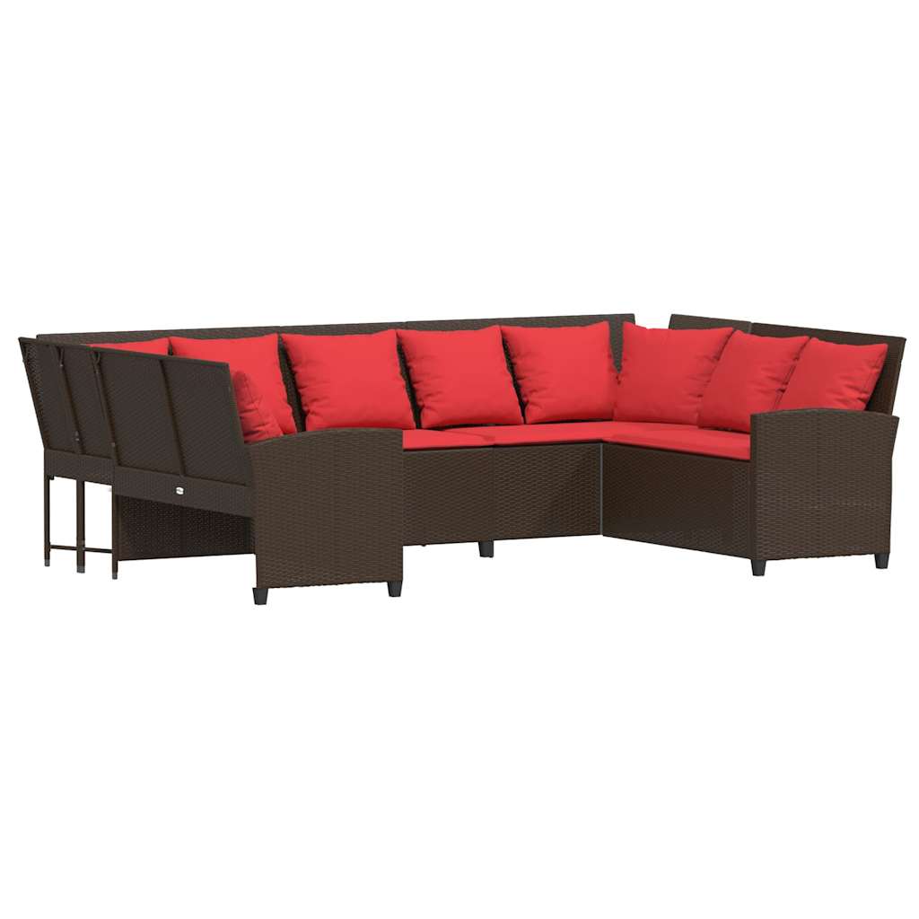 Gartensofa mit Kissen Braun Poly Rattan
