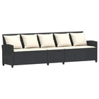 4-tlg. Garten-Sofagarnitur mit Kissen Schwarz Poly Rattan