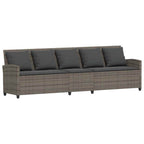 4-tlg. Garten-Sofagarnitur mit Kissen Grau Poly Rattan