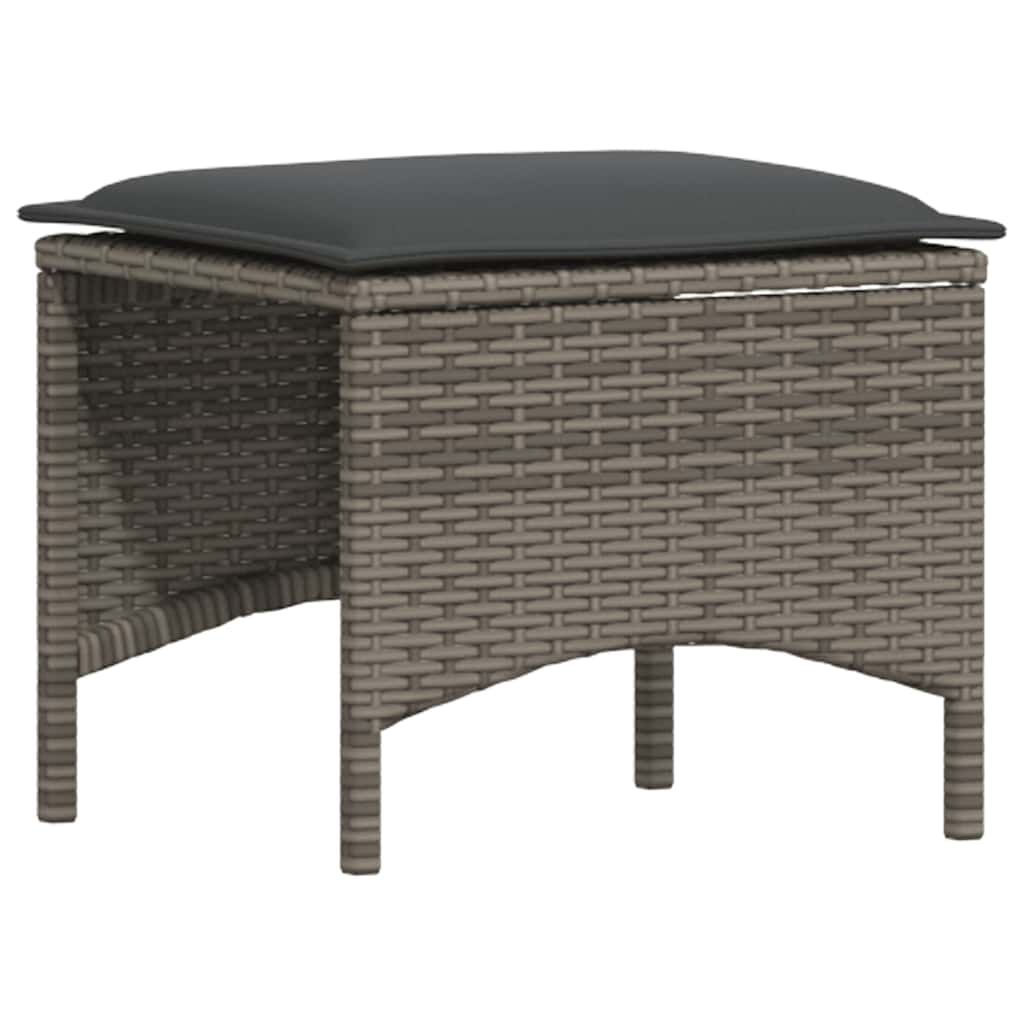 4-tlg. Garten-Sofagarnitur mit Kissen Grau Poly Rattan
