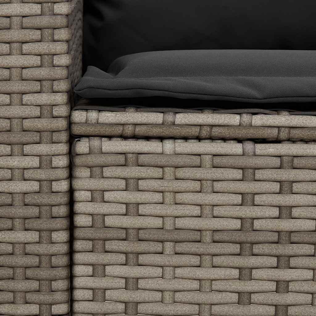4-tlg. Garten-Sofagarnitur mit Kissen Grau Poly Rattan
