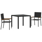 Garten Essgruppe 3 pcs Schwarz Poly-Rattan