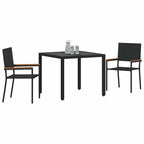 Garten Essgruppe 3 pcs Schwarz Poly-Rattan