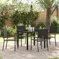 Garten Essgruppe 5 pcs Schwarz Poly-Rattan