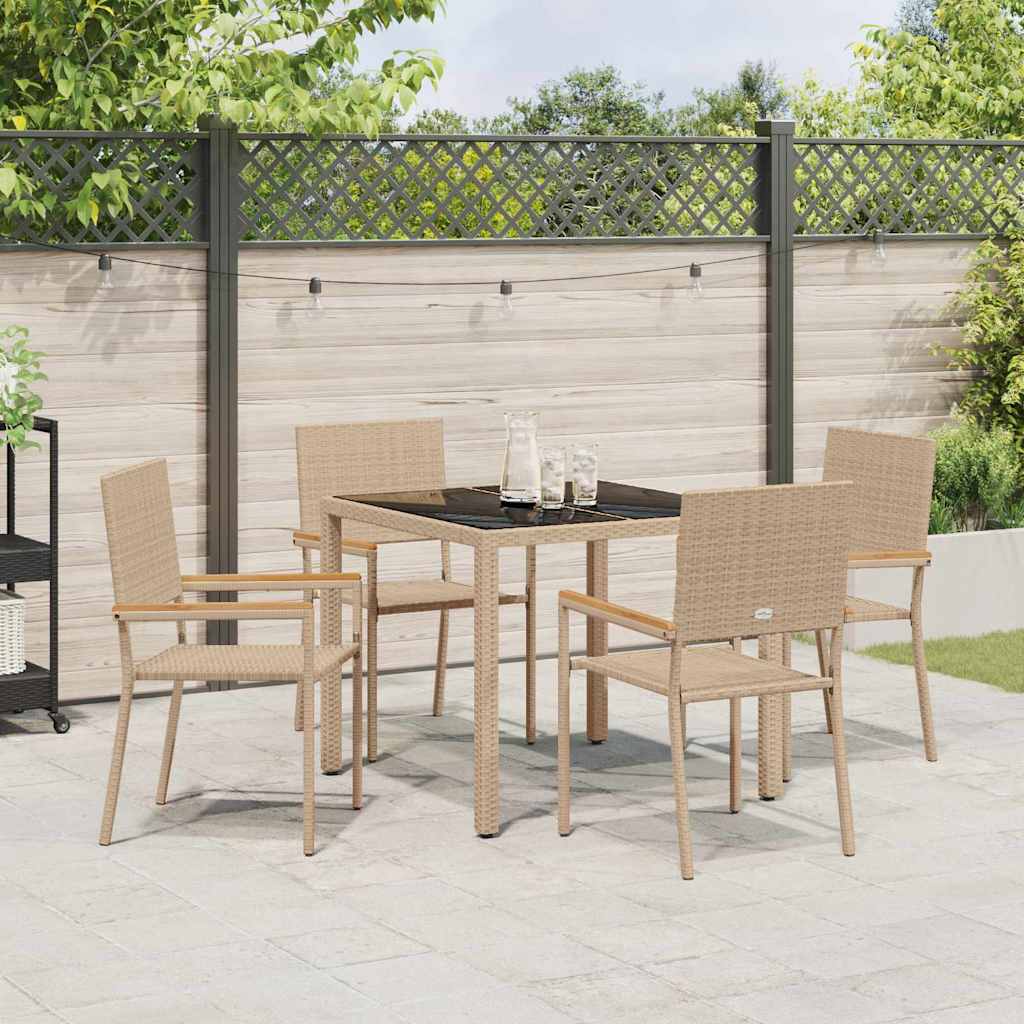 Garten Essgruppe 5 pcs Beige Poly-Rattan