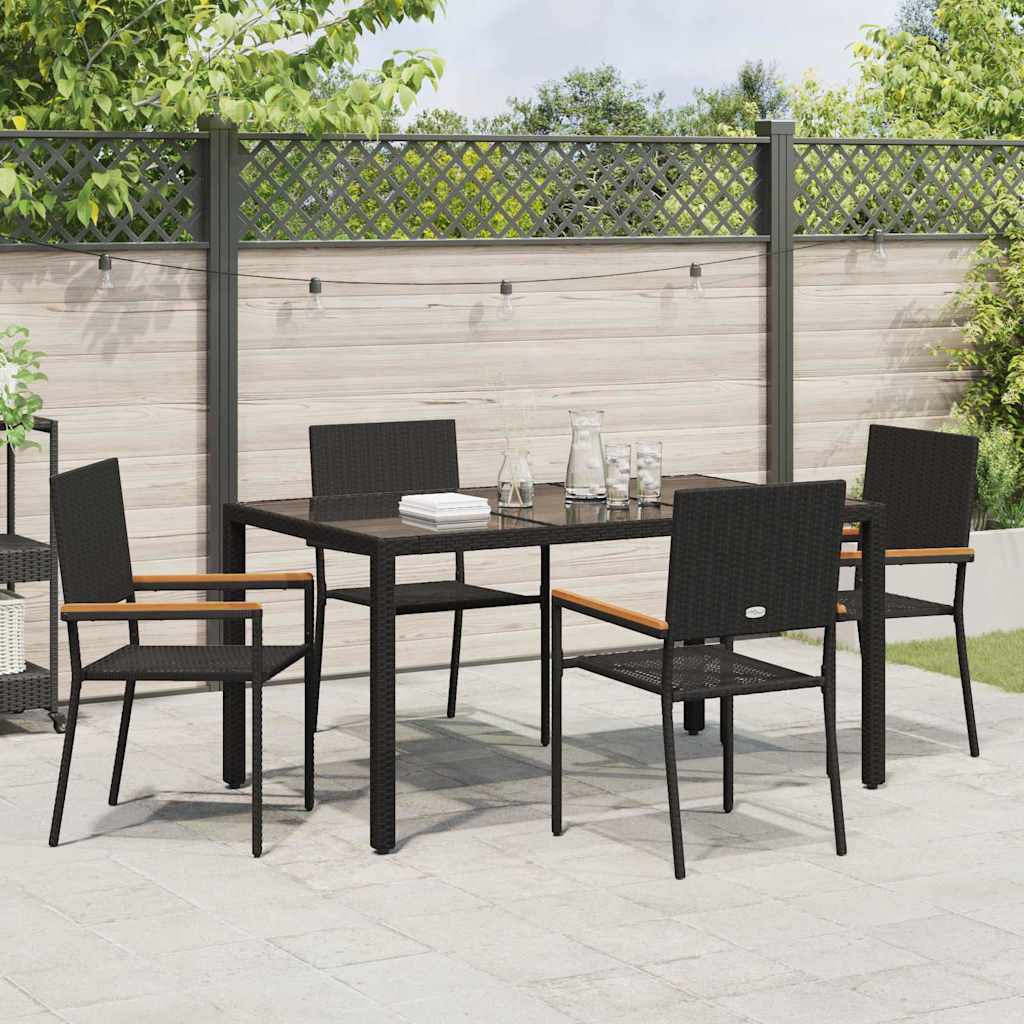 Garten Essgruppe 5 pcs Schwarz Poly-Rattan