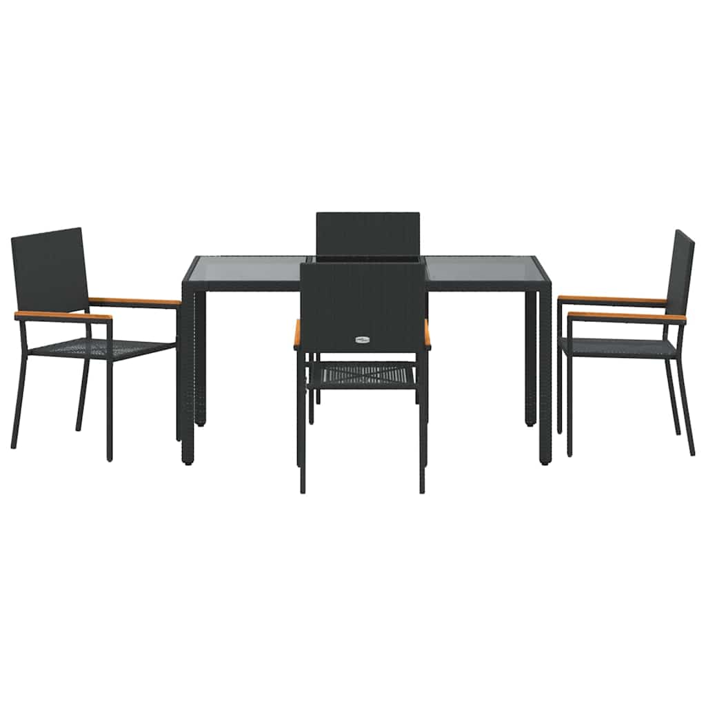 Garten Essgruppe 5 pcs Schwarz Poly-Rattan