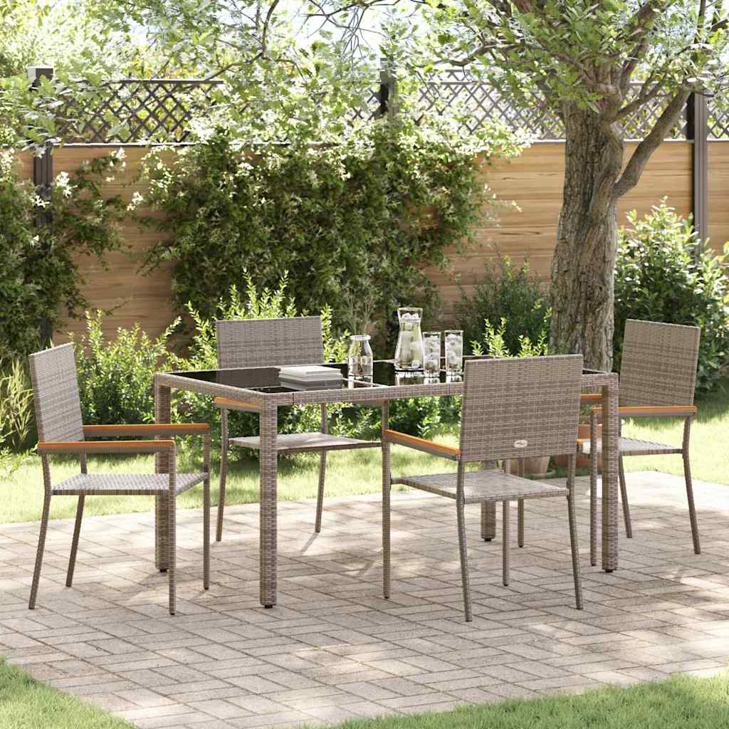 Garten Essgruppe 5 pcs Grau Poly-Rattan