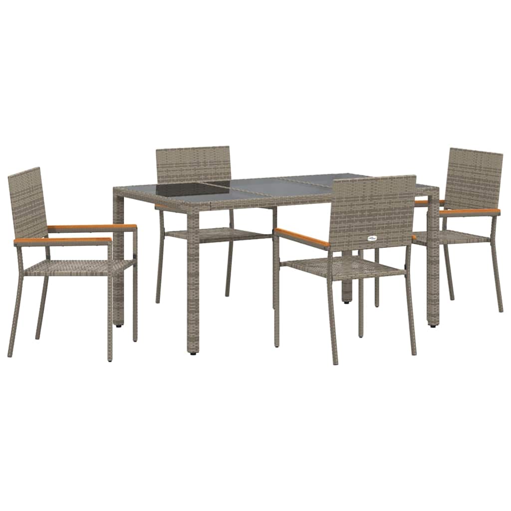 Garten Essgruppe 5 pcs Grau Poly-Rattan