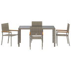 Garten Essgruppe 5 pcs Grau Poly-Rattan