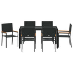 Garten Essgruppe 7 pcs Schwarz Poly-Rattan